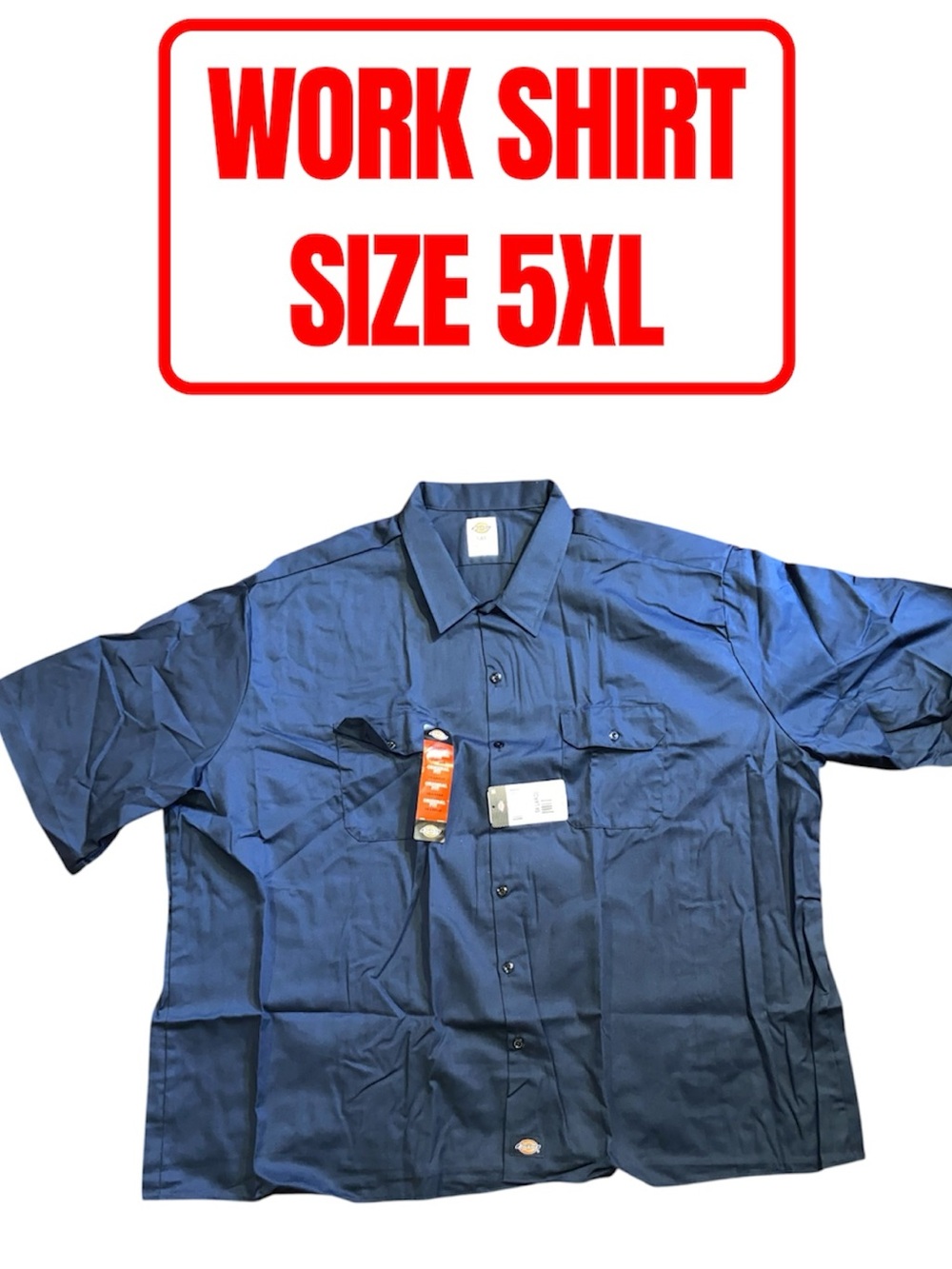 Dickies Twill Work Shirt Men’s Size 5XL Blue Short Sleeve Big & Tall NEW